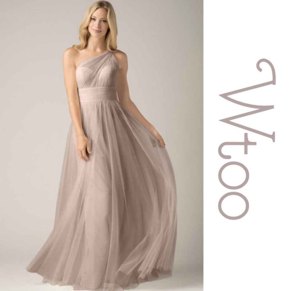 Wtoo Women's One Shoulder Tulle Evening Gown -- Latte